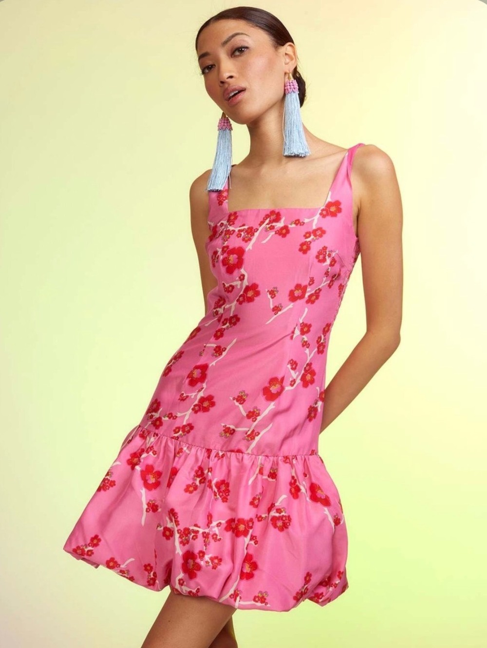 Cynthia Rowley Delilah Silk Taffeta Cherry Blossom Bubble Mini Dress Size 2